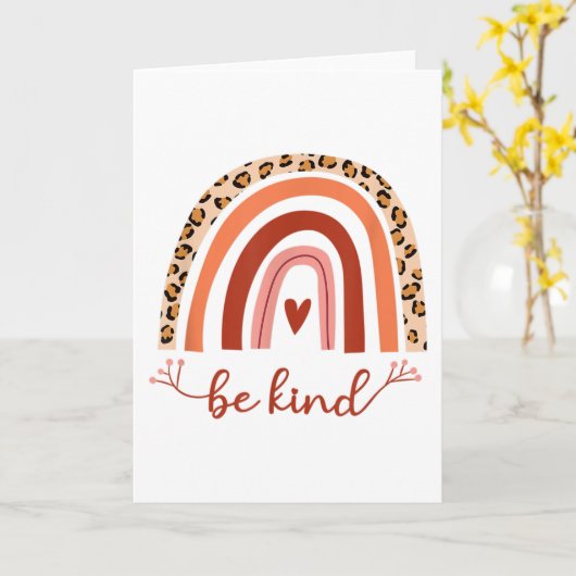 Blank Inspirerend Be Kind Boho Rainbow Cheetah Kaart (Gele Bloem)