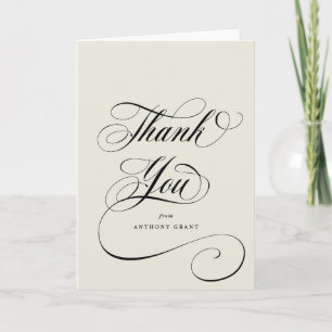 Blank Ivoor Elegant Script Afstuderen Bedankkaart