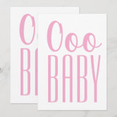 Blank Kaart Roze Ooo BABY: Baby Meisje of Douche (Voorkant / Achterkant)