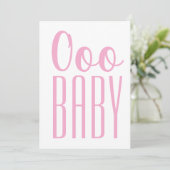 Blank Kaart Roze Ooo BABY: Baby Meisje of Douche (Staand voorkant)