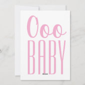 Blank Kaart Roze Ooo BABY: Baby Meisje of Douche (Achterkant)