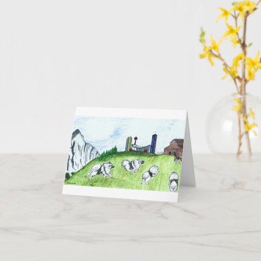 Blank Keeshond Notecards Kaart (Gele Bloem)