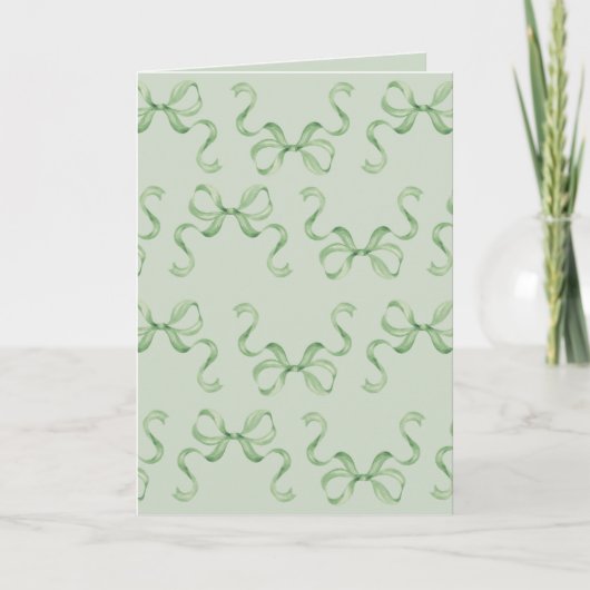 Blank Kerst Kaart met Waterverf Groene Bogen (Voorkant)