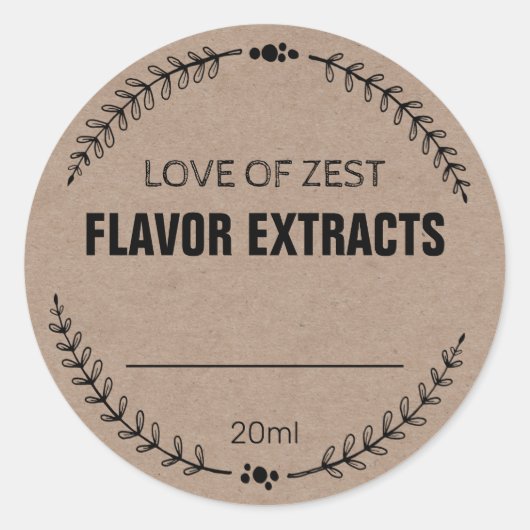 Blank Kraft Zelfgemaakte Smaak Extract Etiketten (Voorkant)