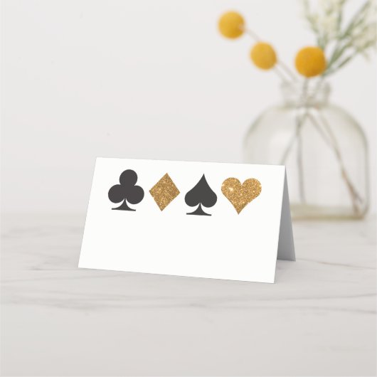 Blank Las Vegas Gold Faux Glitter Place Card Plaatskaartje (Voorkant)