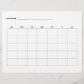 Blank Maandkalender Liggend 5 Weken 21,59 x 27,94  Flyer (Voorkant)