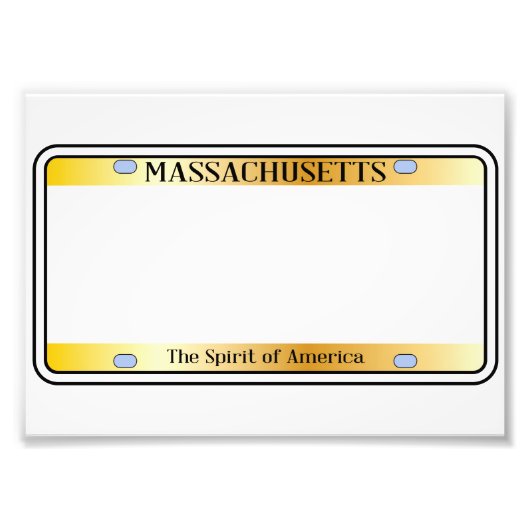 Blank Massachusetts License Bord Foto Afdruk (Voorkant)