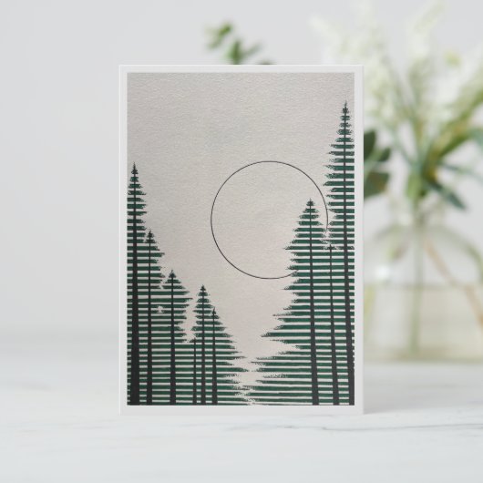 Blank met bos en maan bedankkaart (Staand voorkant)