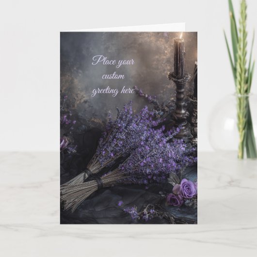 Blank Moody, Elegant Lavender Floral Editable Kaart (Voorkant)
