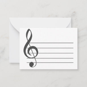 Blank muziekpersoneel Treble Clef Musical Notecard Notitiekaartje