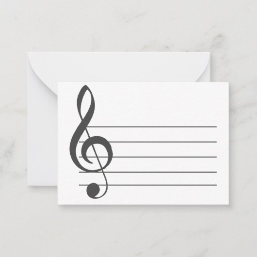 Blank muziekpersoneel Treble Clef Musical Notecard Notitiekaartje (Voorkant)