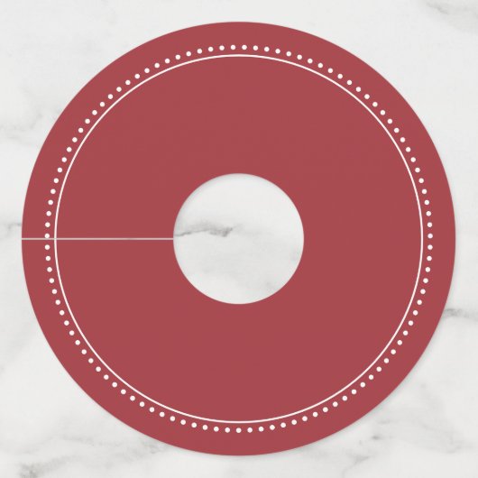 Blank Naam Elegant Massief Rood Milgrain Wijnglaslabel (Achterkant)