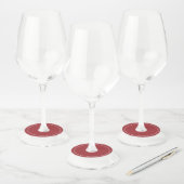 Blank Naam Elegant Massief Rood Milgrain Wijnglaslabel (Set)
