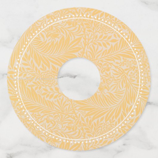 Blank Naam  Gouden Larkspur Bloem Wijnglaslabel (Achterkant)