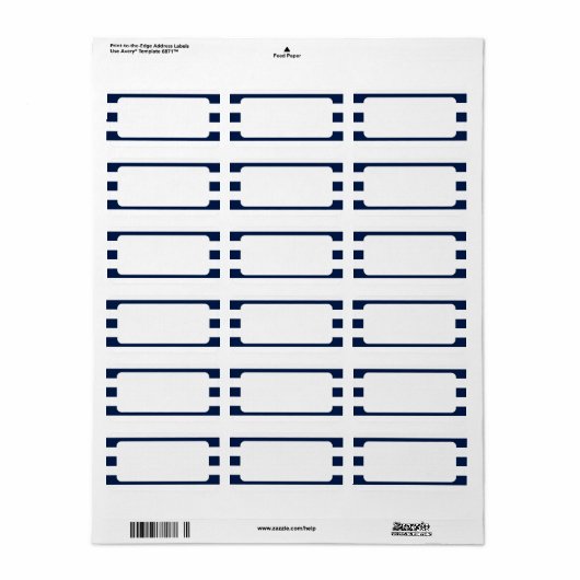 Blank nautische bruiloft marine strepen etiket (Full Sheet)