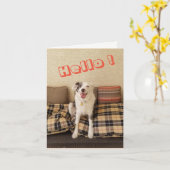 Blank Note Kaart Dog gezegde Hallo (Gele Bloem)