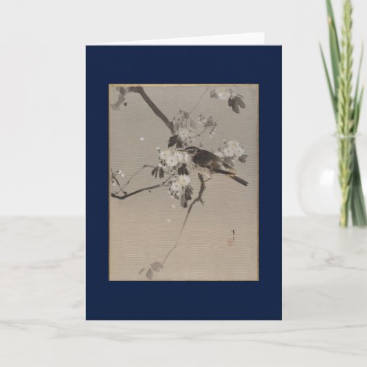 BLANK NOTECARD WITH JAPANESE PRINT OF BIRD NOTITIEKAARTJE (Voorkant)