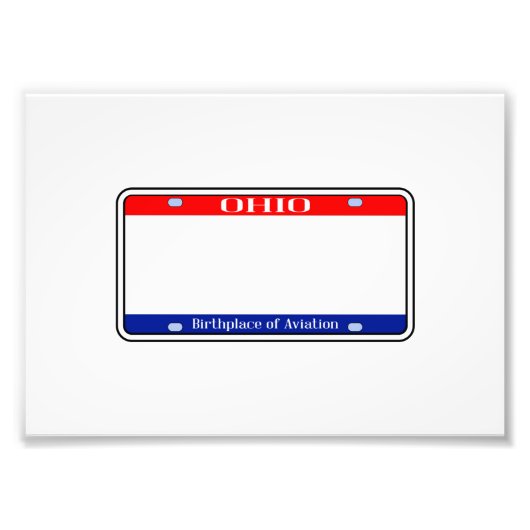 Blank Ohio License Plate Foto Afdruk (Voorkant)