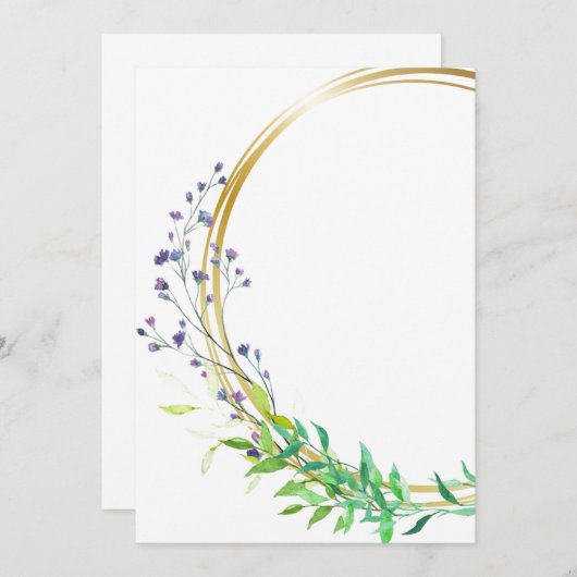 Blank ontwerp met blauwe bloemen kaart (Voorkant / Achterkant)