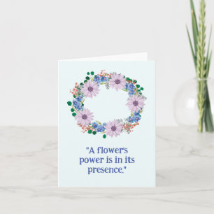Blank paarse bloemen grillige madeliefje krans kaart
