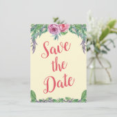 Blank Paarse Bloemen Waterverf Save the Date Alt Kaart (Staand voorkant)