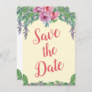 Blank Paarse Bloemen Waterverf Save the Date Alt Kaart