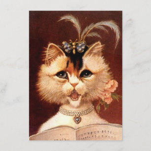 Blank Party Invitation Parlor Cat Singing Kaart