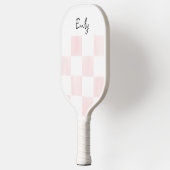 Blank Pink and White Checkerboard Personalized Pickleball Paddle (Links)