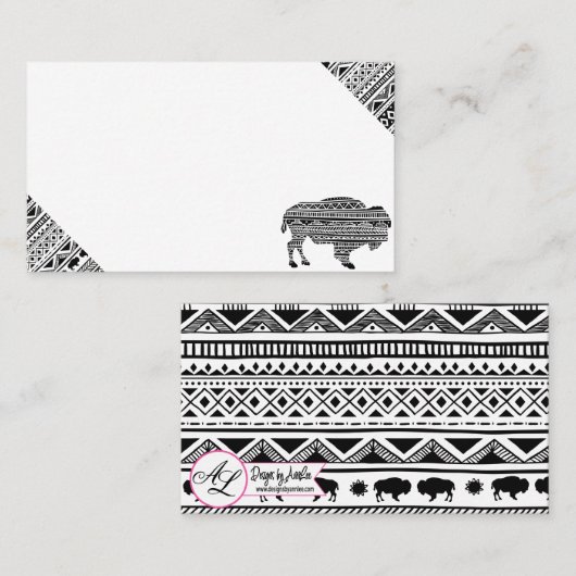 Blank Place Cards Boho Buffalo Tribal Pattern Bohe Plaatskaartje (Voorkant / Achterkant)