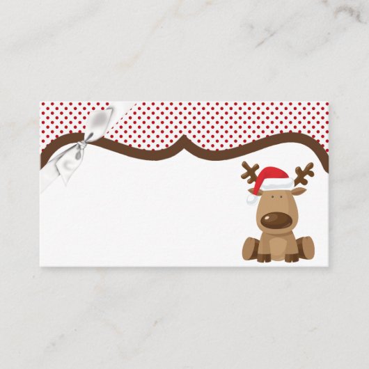Blank Place kaarten rendier Kerstmis XMAS Polka Do Plaatskaartje (Voorkant)
