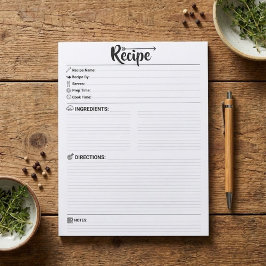 Blank Recipe Pages / Papers | Refill Minimalist Notitieblok