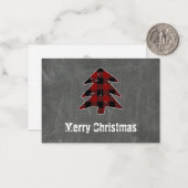 Blank Red Buffalo Plaid Vrolijk kerstfeest Dank u Notitiekaartje (Voorkant / Achterkant in situ)