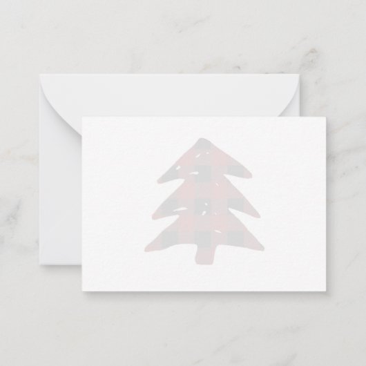 Blank Red Buffalo Plaid Vrolijk kerstfeest Dank u Notitiekaartje (Achterkant)