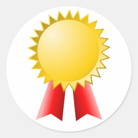 Blank Red Ribbon en Gold Star Award Ronde Sticker (Voorkant)