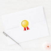 Blank Red Ribbon en Gold Star Award Ronde Sticker (Envelop)