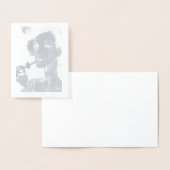 Blank- Rokkende vrouw in glanzende zilverfolie kaa Folie Kaarten (Display)