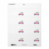 Blank Roze Auto Kerstboom Waterverf Kerst Etiket (Full Sheet)