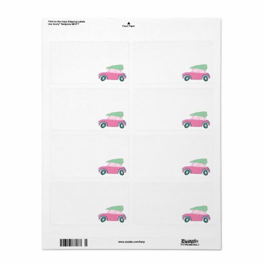 Blank Roze Auto Kerstboom Waterverf Kerst Etiket (Full Sheet)