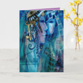 Blank (roze binnenkant) Kosmische Ziener van Sleut Kaart (Gele Bloem)