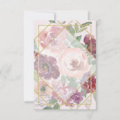 Blank roze bloem- en gouden geometrische trouw  kaart (Voorkant)