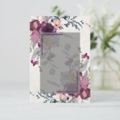 Blank roze en bordeaux bloem budget bruiloft   kaart (Staand voorkant)