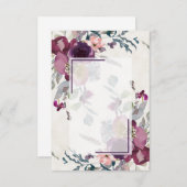 Blank roze en bordeaux bloemrijke budget bruiloft  kaart (Voorkant / Achterkant)