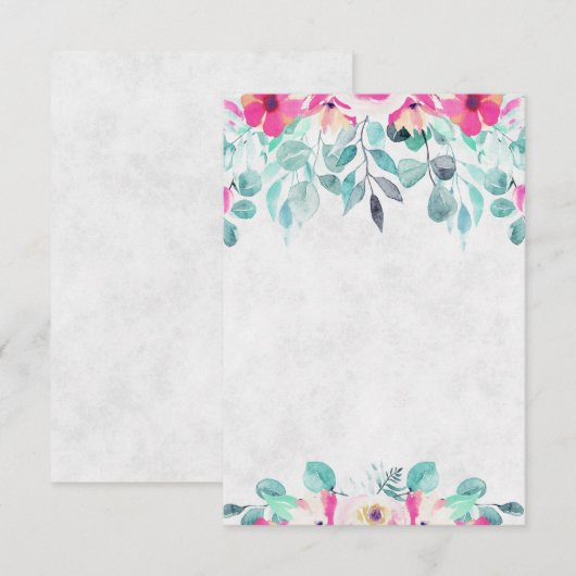 Blank roze waterverf bloemachtige bruiloft  kaart (Voorkant / Achterkant)