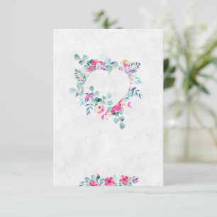 Blank Roze waterverf bloemhart trouw  Kaart