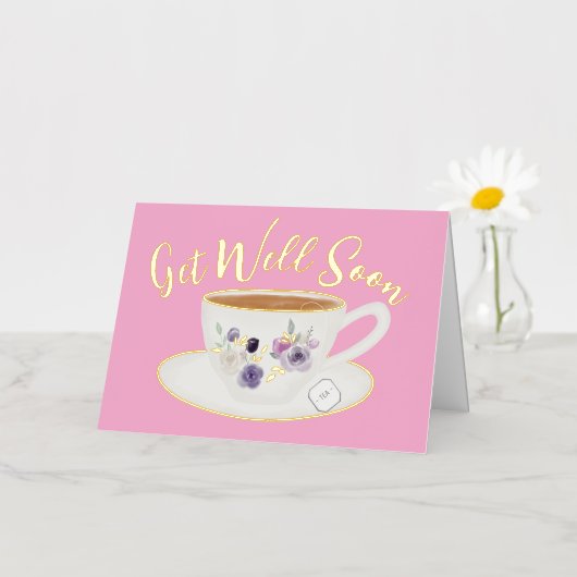 Blank roze wordt snel echt folie wenskaart (Kleine Bloem)