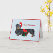 Blank Santa Dachshund Christmas Kaart (Gele Bloem)