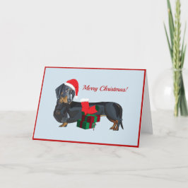 Blank Santa Dachshund Christmas Kaart