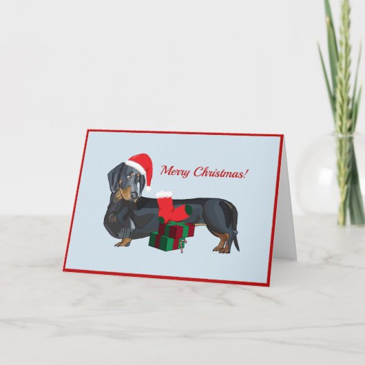 Blank Santa Dachshund Christmas Kaart (Voorkant)