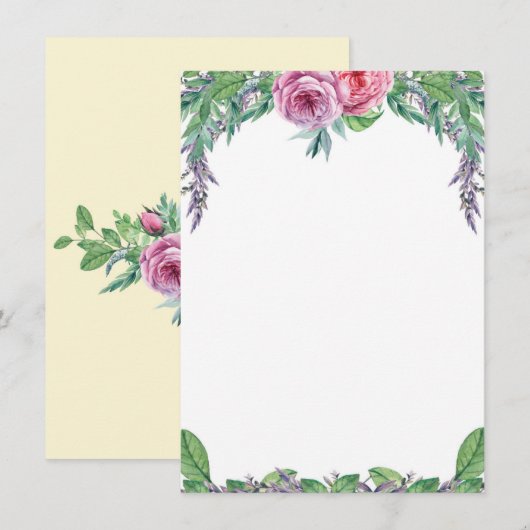 Blank Save the Date Paars Floral Waterverf Kaart (Voorkant / Achterkant)