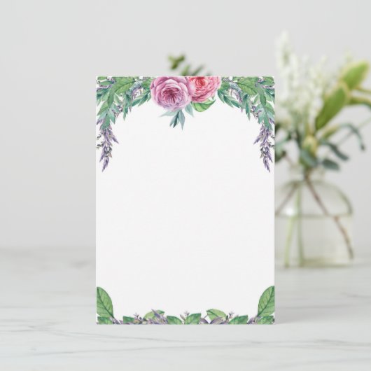Blank Save the Date Paars Floral Waterverf Kaart (Staand voorkant)